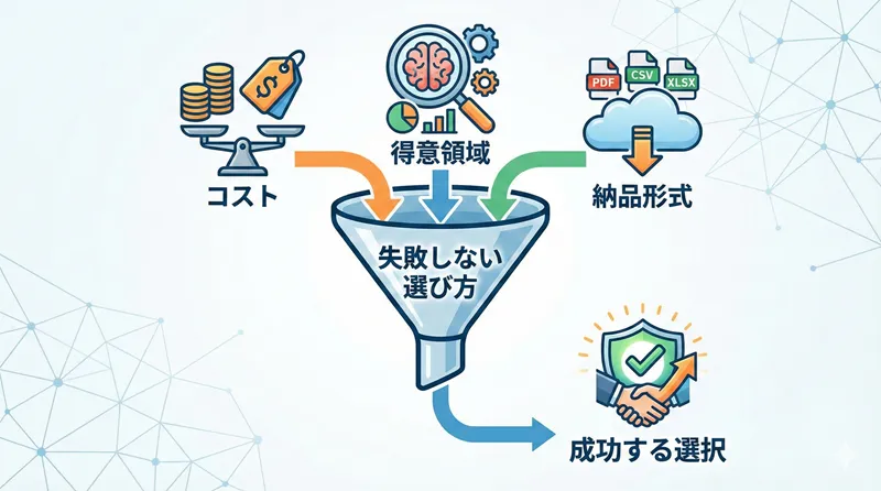 コストや得意領域および納品形式の3点で失敗しない選び方を見極める