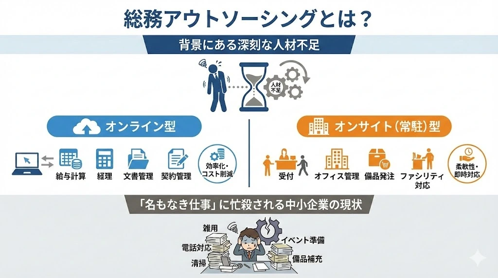 総務アウトソーシングとは？背景にある深刻な人材不足