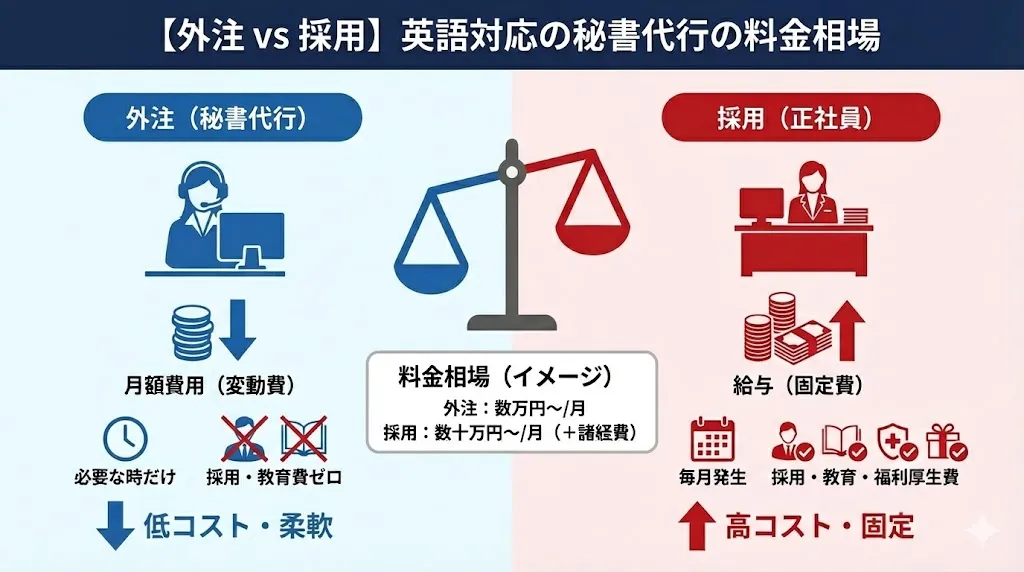 【外注 vs 採用】英語対応の秘書代行の料金相場