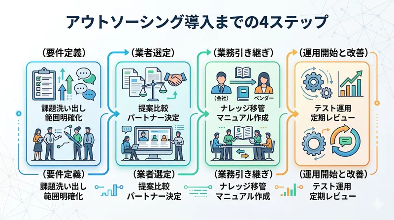 アウトソーシング導入までの4ステップ
